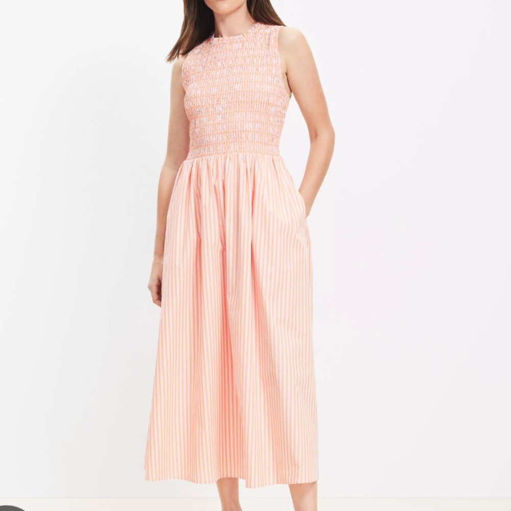 LOFT Striped Poplin Smocked Midi
Pocket Dress